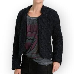 NEW Large Sanctuary Far East Jacket Midnight Navy Black Boucle